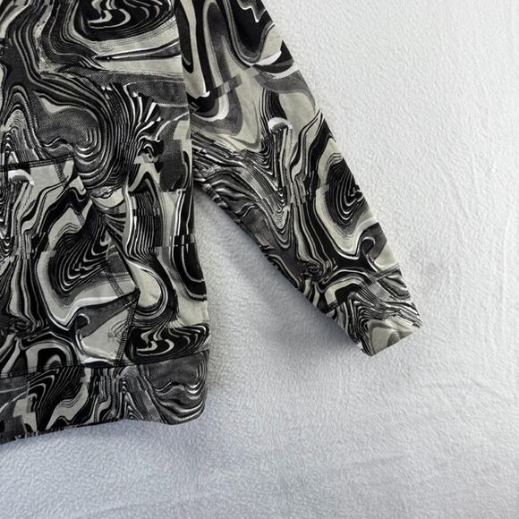 Gymshark Sweatshirt Men's Medium Black Gray Hoodie Marble Dyed Hoodie Workout - Picture 2 of 11